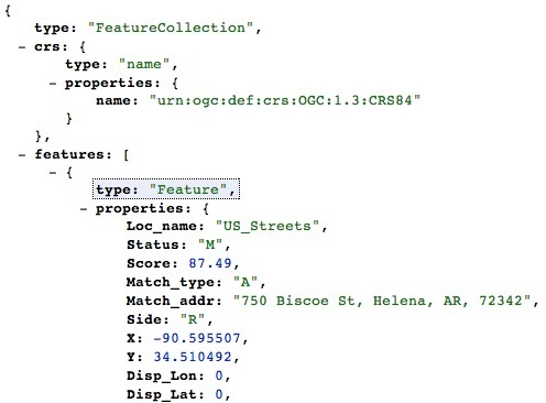 A snippet of GeoJSON.