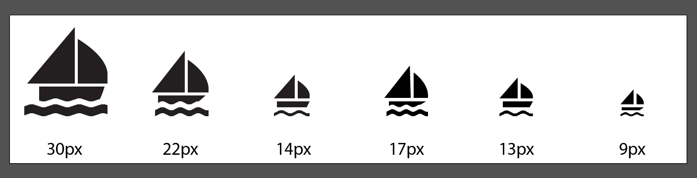 optimized sailing symbols enlarged to show detail